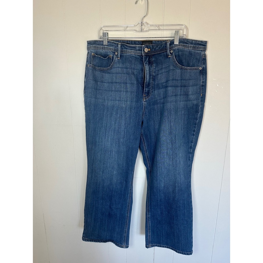 Talbots 18 Demi Boot Crop Jeans Blue Wash Stretch Denim